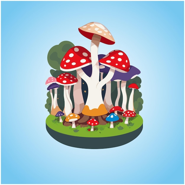 Mushroom vector custom pattern colorful design