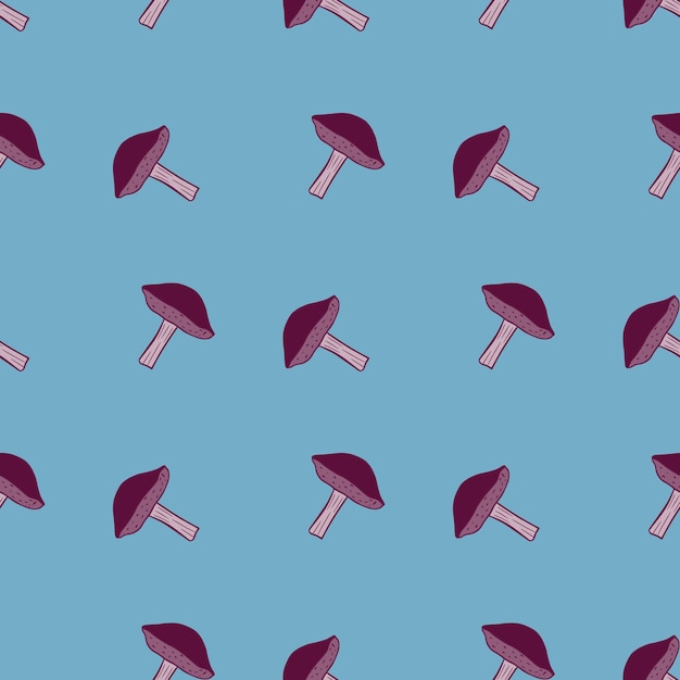 Mushrooms seamless pattern Fungi background Repeated texture in doodle style for fabric wrapping paper wallpaper tissue Vector illustration