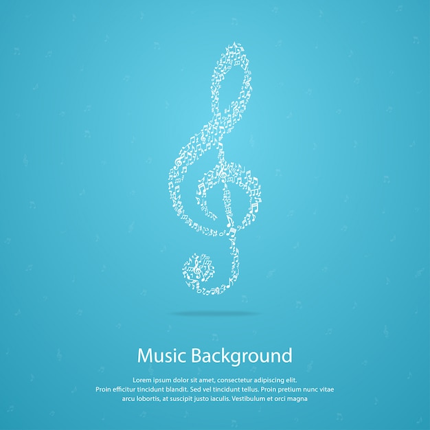 Music background with treble clef