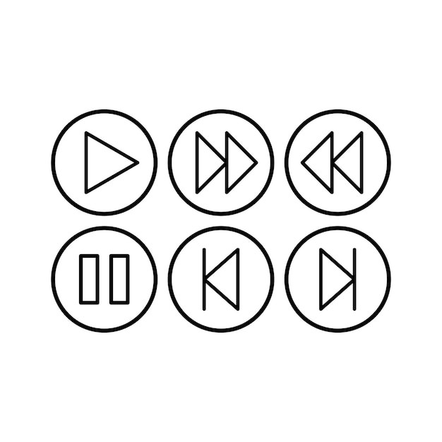 Music button vector icon set on white background
