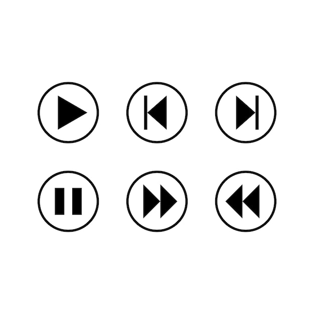 Music button vector icon set on white background