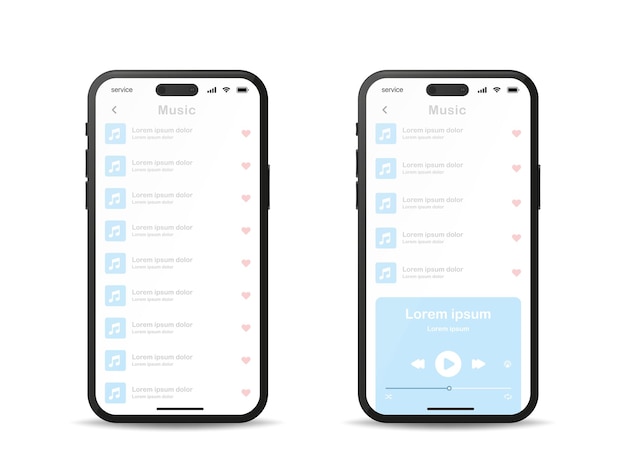 Music media player interface template Music player vector design