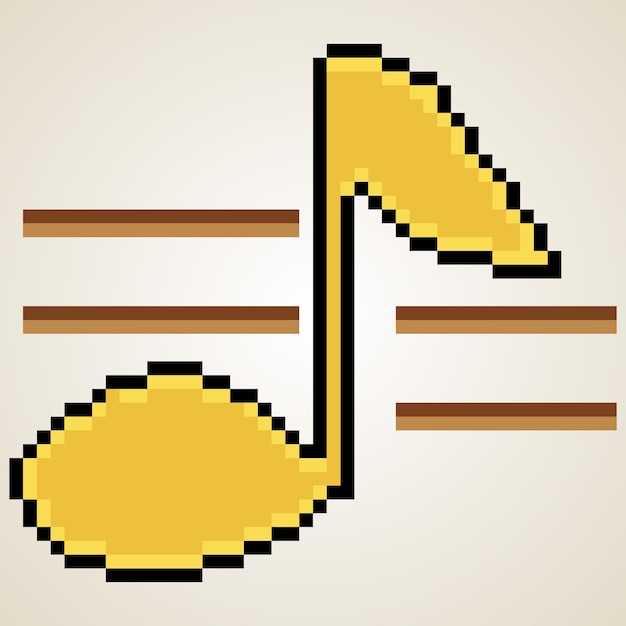 Music note with pixel art Vector illustration