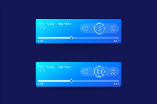 Music player ui interface design for mobile apps and web