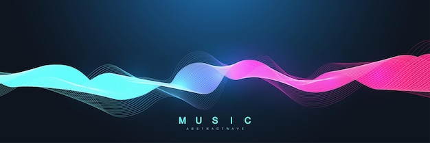 Music poster for electronic festival with abstract gradient line waves Party flyer cover design