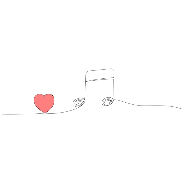 Music sign continuous one line drawing vector illustration