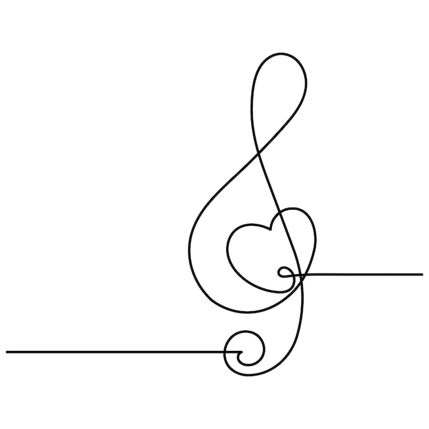 Music single line art continuous one line drawing of Isolated outline vector art
