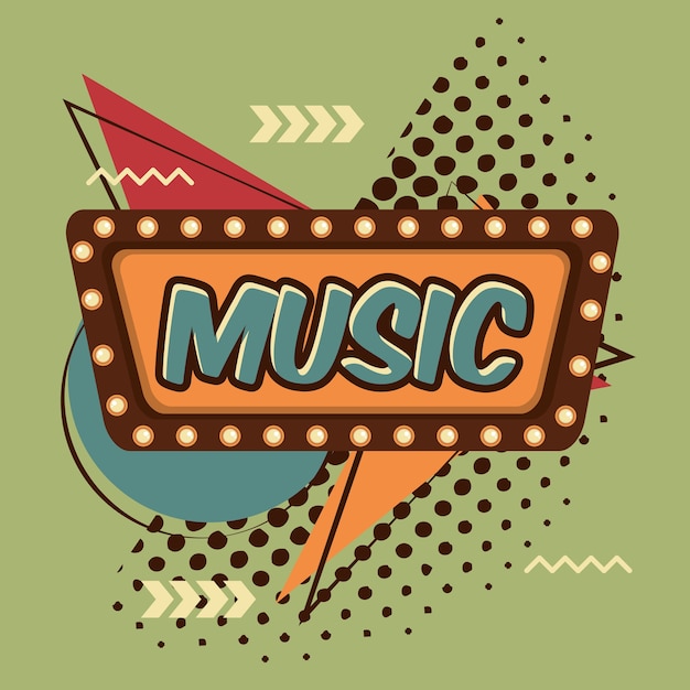 music speech bubble comic retro vintage halftone background