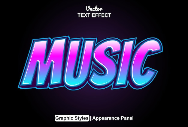 music text effect with blue graphic style and editable