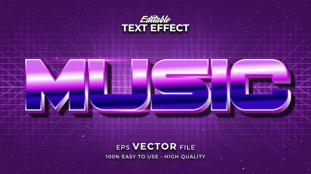 music text in colorful gradient with glowing effect and futuristic style