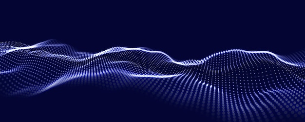 Music wave of particles Big data visualization Abstract blue background with a dynamic wave Vector illustration