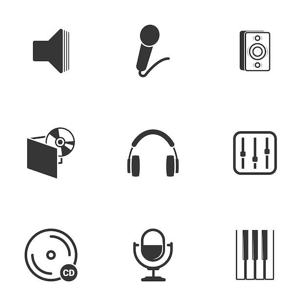 Musical icons on white background