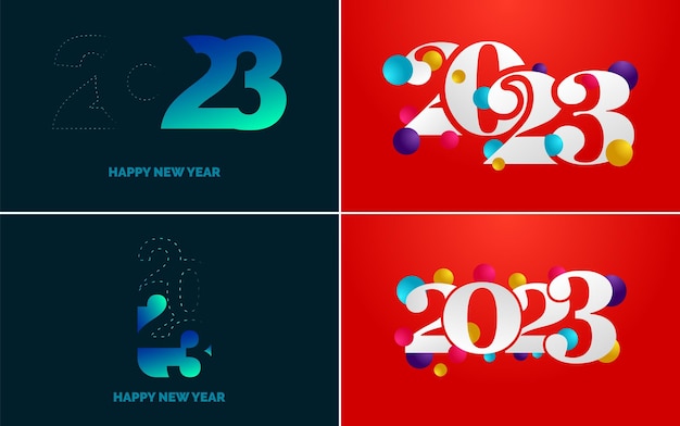 Mutlu Yeni Yıl 2023 metin tasarımı 2023 için dileklerle iş günlüğü kapağı Broşür tasarım şablonu kartı banner'ı Yeni Yıl Vektör illüstrasyonu