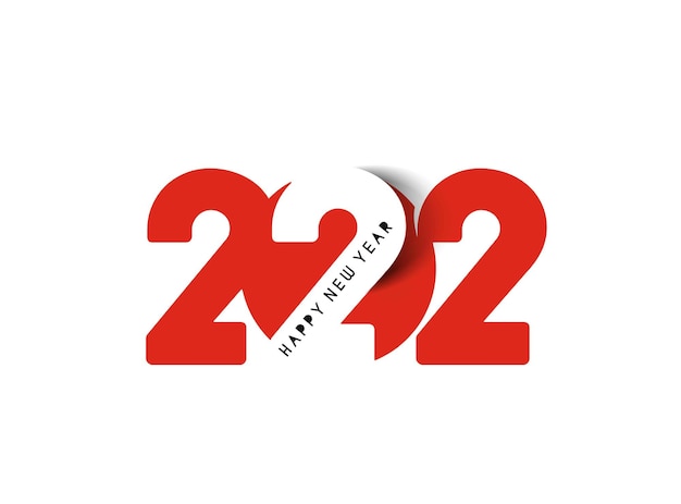 Mutlu Yıllar 2022 Metin Tipografi Desen Tasarımı, Vektör çizimi.