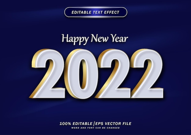 Mutlu yıllar 2022 metni düzenlenebilir efekt