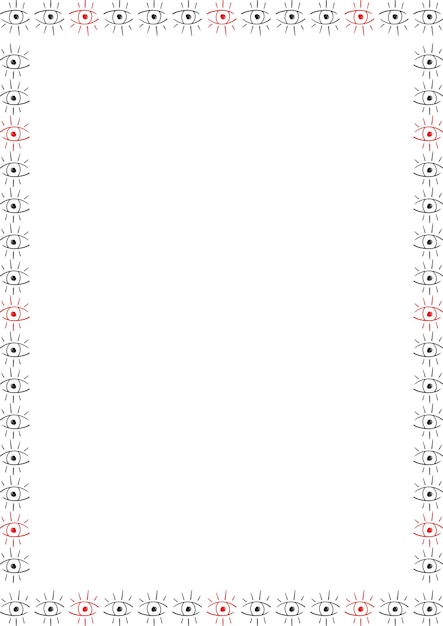 Mystic eye frame Colorful childish template Vector celestial prediction eye on white background border