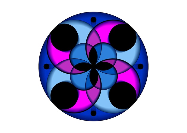 Mystical flower of fortune, colorful icon, sacred geometry, round logo template, geometric shape