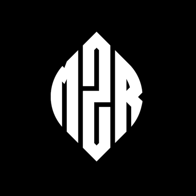 MZR circle letter logo design with circle and ellipse shape MZR ellipse letters with typographic style The three initials form a circle logo MZR Circle Emblem Abstract Monogram Letter Mark Vector