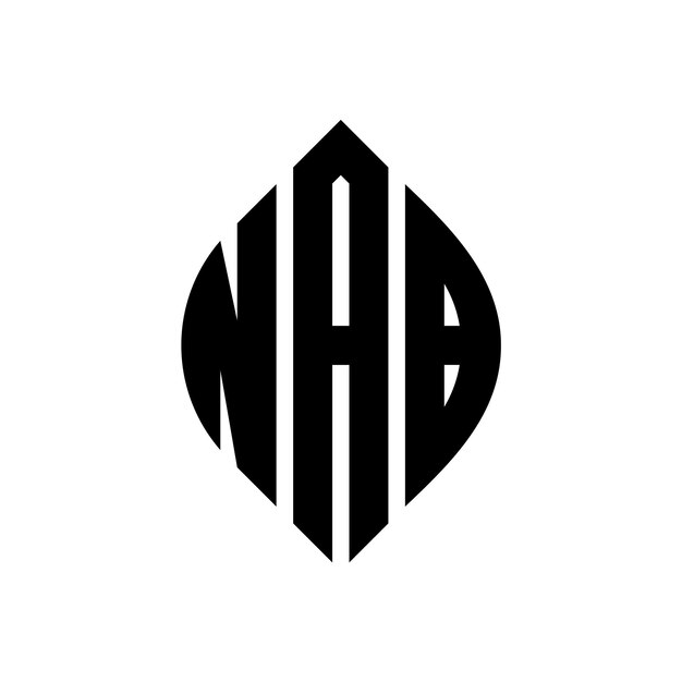 NAB circle letter logo design with circle and ellipse shape NAB ellipse letters with typographic style The three initials form a circle logo NAB Circle Emblem Abstract Monogram Letter Mark Vector
