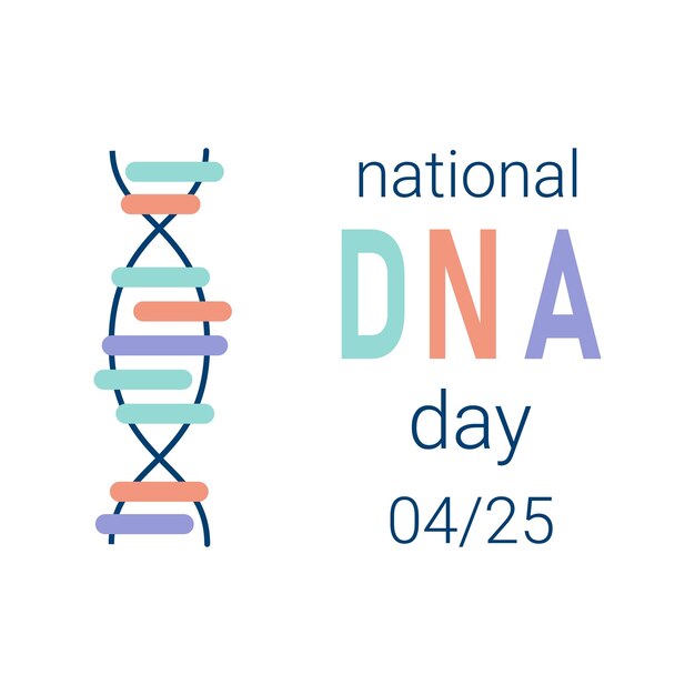 National DNA Day is April 25 Poster banner with a picture of a DNA double helix and text Flat vector