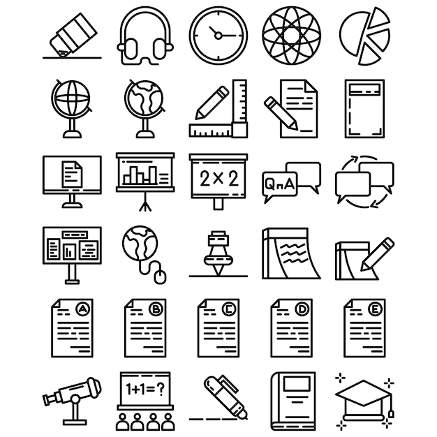 National Education Icon Pack in Line Style