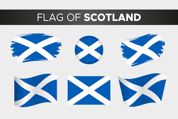 national flag of scotland in brush stroke wavy circle button style and flat design