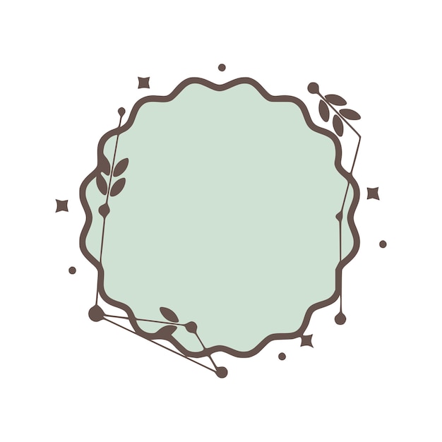 Nature geometric frames with leaves made from lines and dots in hand drawn style