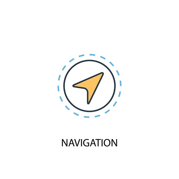 navigation concept 2 colored line icon simple yellow and blue element illustration navigation concept outline symbol design
