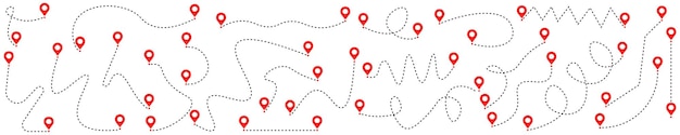 navigation icons travel path set way and location pointers vector illustration