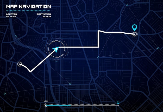 Navigationsgränssnitt för stadskarta GPS-navigatorns skärm