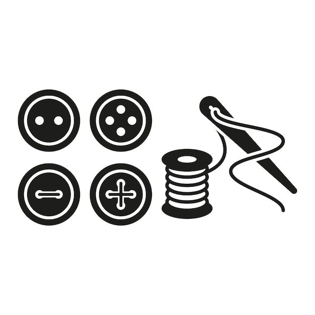 needle thread and buttons tailor and fashion icon represents craftsmanship and detail