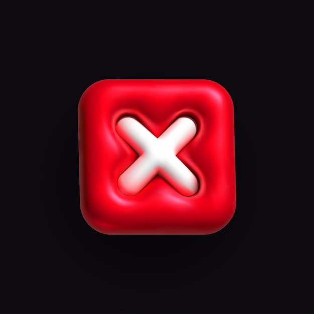 negative or decline sign 3d icon inflatable sign x realistic inflated 3d symbol icon with the plasticine effect vector illustration