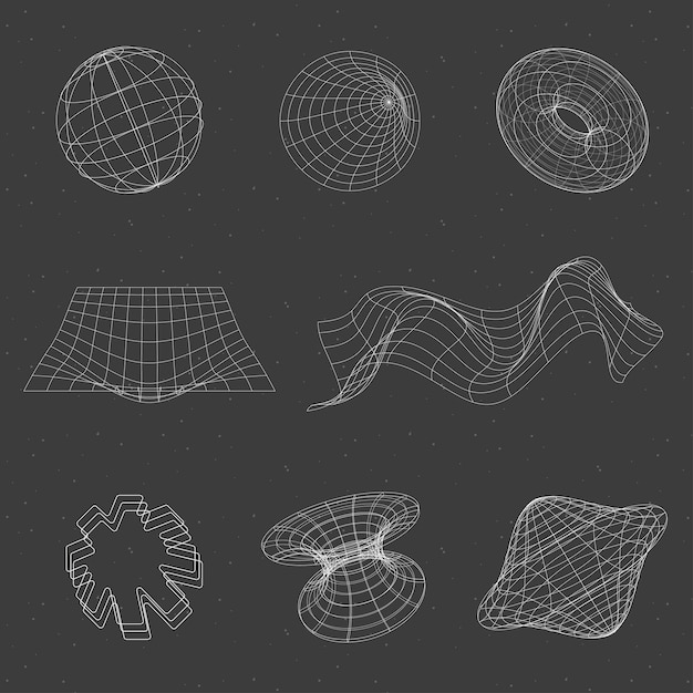 Neo Brutalism vector elements collection abstract 3d design wireframe