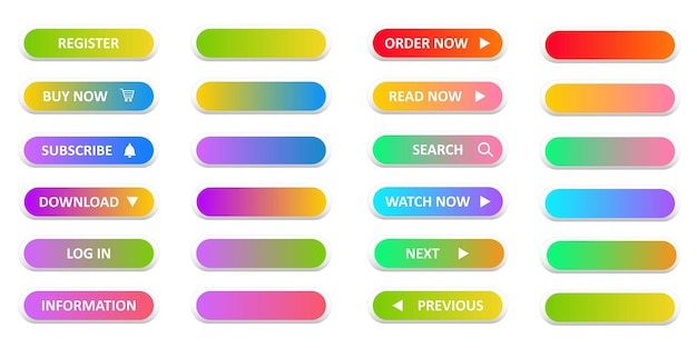 Neon buttons for the website suitable for white and black backgrounds vector image