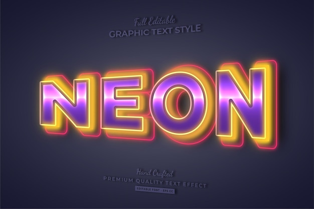 neon colorful editable text effect font style