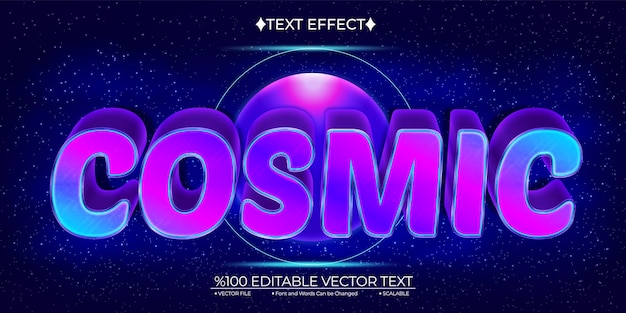 Neon Cosmic Editable Vector 3D Text Effect