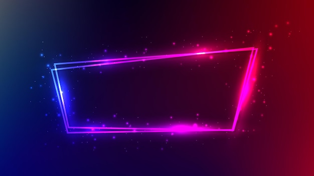 Neon double frame with shining effects and sparkles