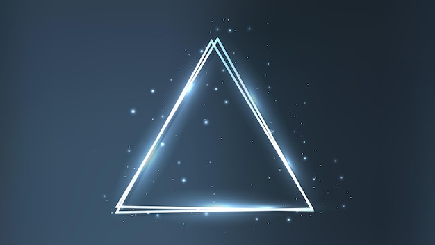 neon double triangular frame with shining effects and sparkles