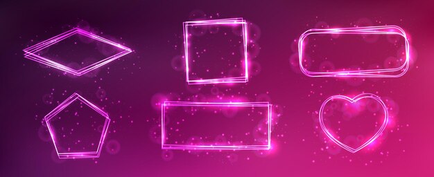 Neon frame with shining effects and sparkles