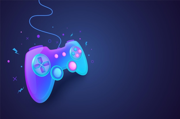 neon game controller for controlling pc and console games game background concept