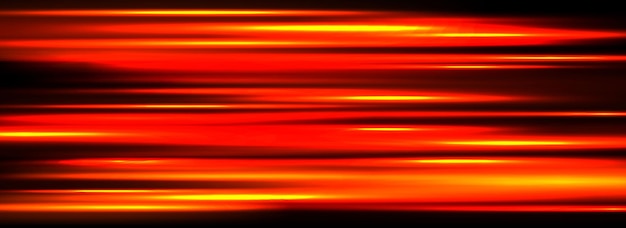 Neon glowing horizontal stripes background Bright red hot speed light effect Magic trail flare lin