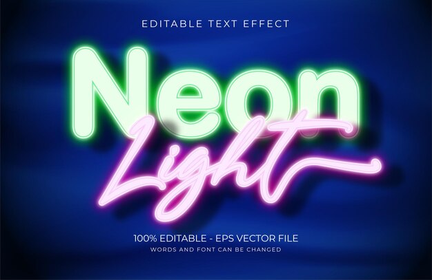 Neon Işık metin efekti Premium Vektör