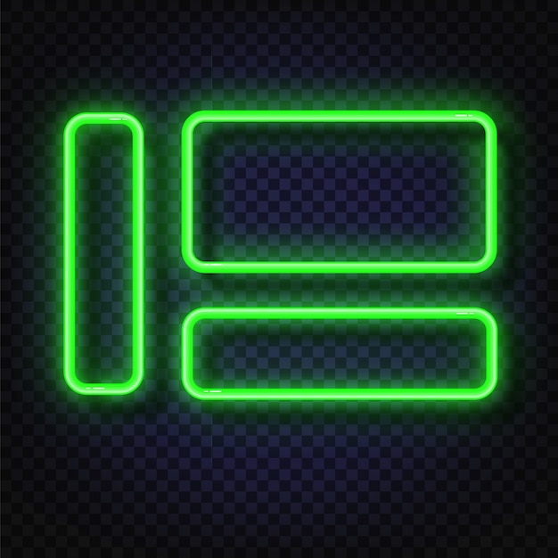 Neon light square sign.