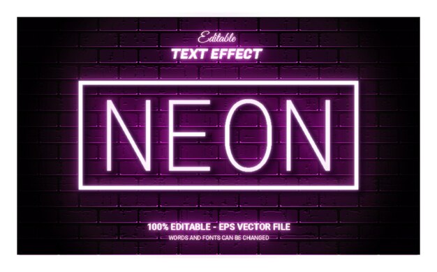 neon light text effect, editable retro and glowing text style