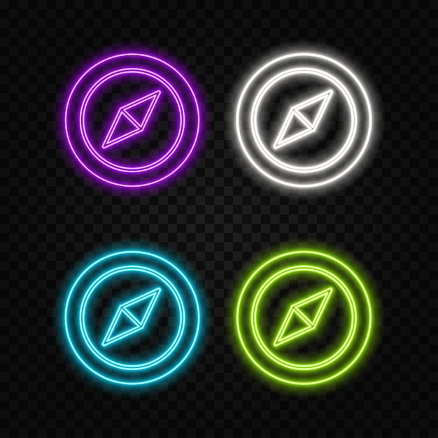 Neon navigation icon Glossy GPS pin Vector illustration