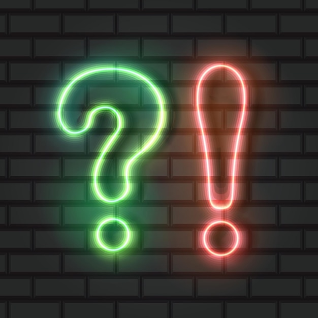 Neon Question and Exclamation Points Green and orange Lights