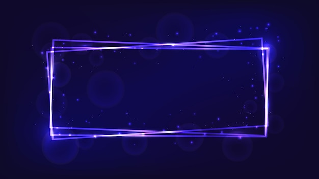 neon rectangular frame with shining effects and sparkles