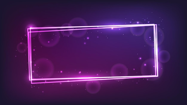 neon rectangular frame with shining effects and sparkles