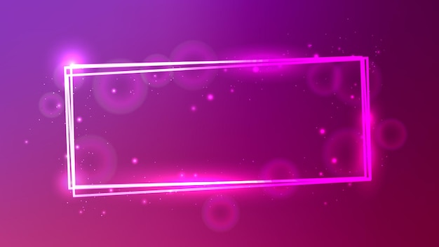 neon rectangular frame with shining effects and sparkles