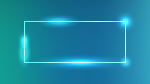 Neon rectangular frame with shining effects on dark green background Empty glowing techno backdrop Vector illustration